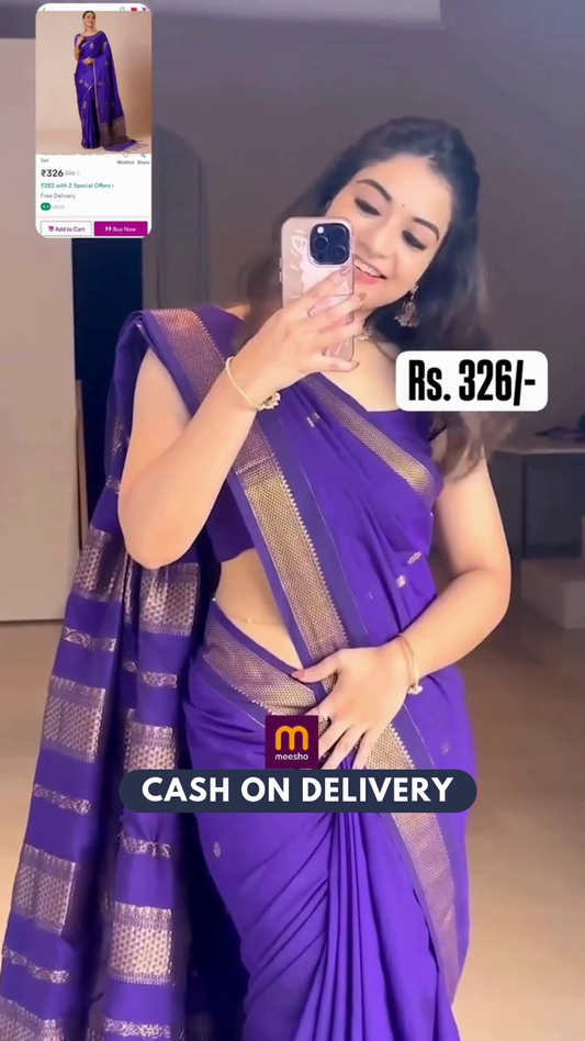 Women Kanjeevaram Silk Saree with Blouse Piece | FS