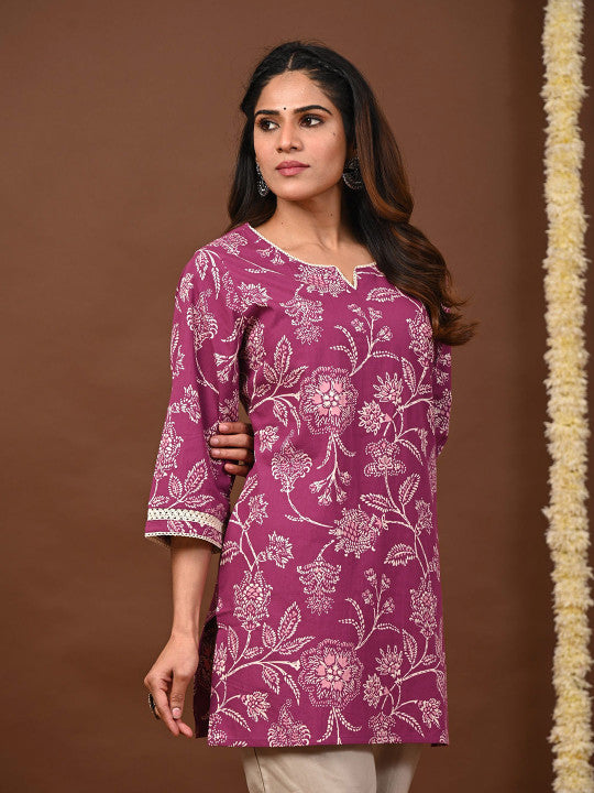 Women Floral Printed Pure Cotton Kurti
