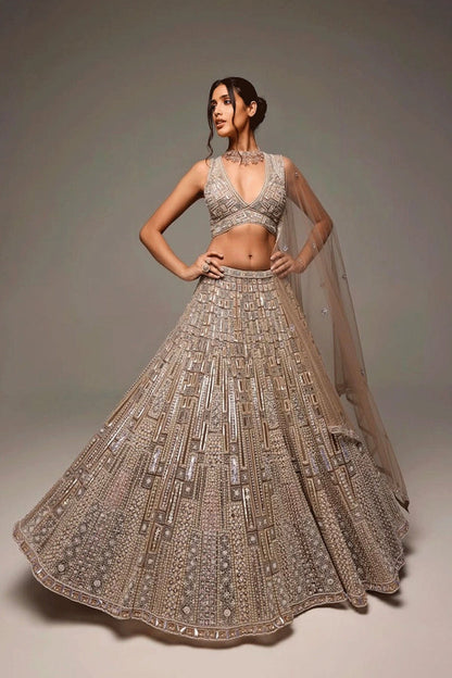 Bridal Reception Party Look In Sequins Work Lehenga Choli From Anaya Designer Studio