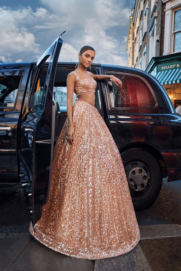 Soft Net Fabric Sequins Work Lehenga Choli For Reception Party From Anaya Designer Studio