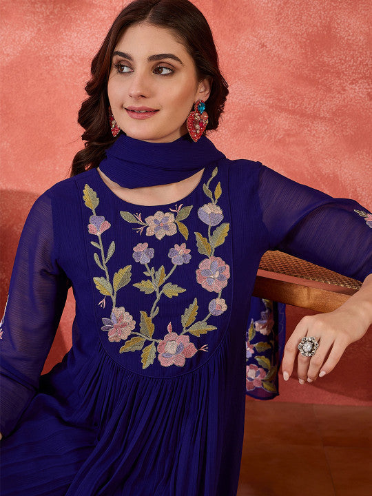Women Embroidered Straight Kurta with Pants & Dupatta Set | XL