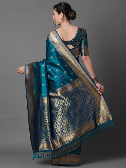 Ethnic Motif Woven Design Zari Banarasi Saree