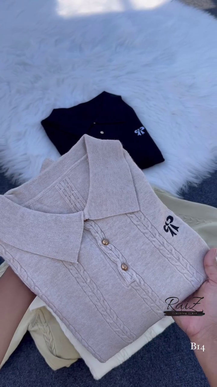 Cable-Knit Polo Sweater Top – Chic, Soft and Effortlessly Elegant ✨🧶 - Image 5
