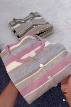 Striped Knit Button-Front Cardigan โ Soft Neutrals, Effortless Chic ๐ค๐ค