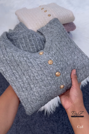 Gold-Button Cable Cardigan – Luxe, Cozy, and Timelessly Chic ✨🧶