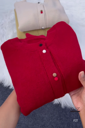 Colorful Buttoned Sweater Collection 🧶 Available in Red, Beige, Yellow, Gray & Black