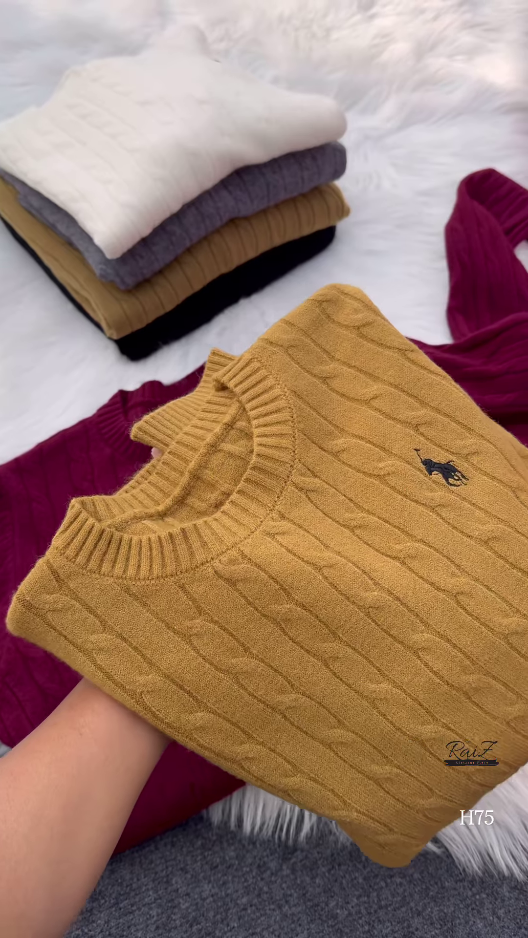 Cable-Knit Embroidered Sweaters 🧥 Available in Black, Beige, White, Gray, Mustard & Burgundy - Image 3