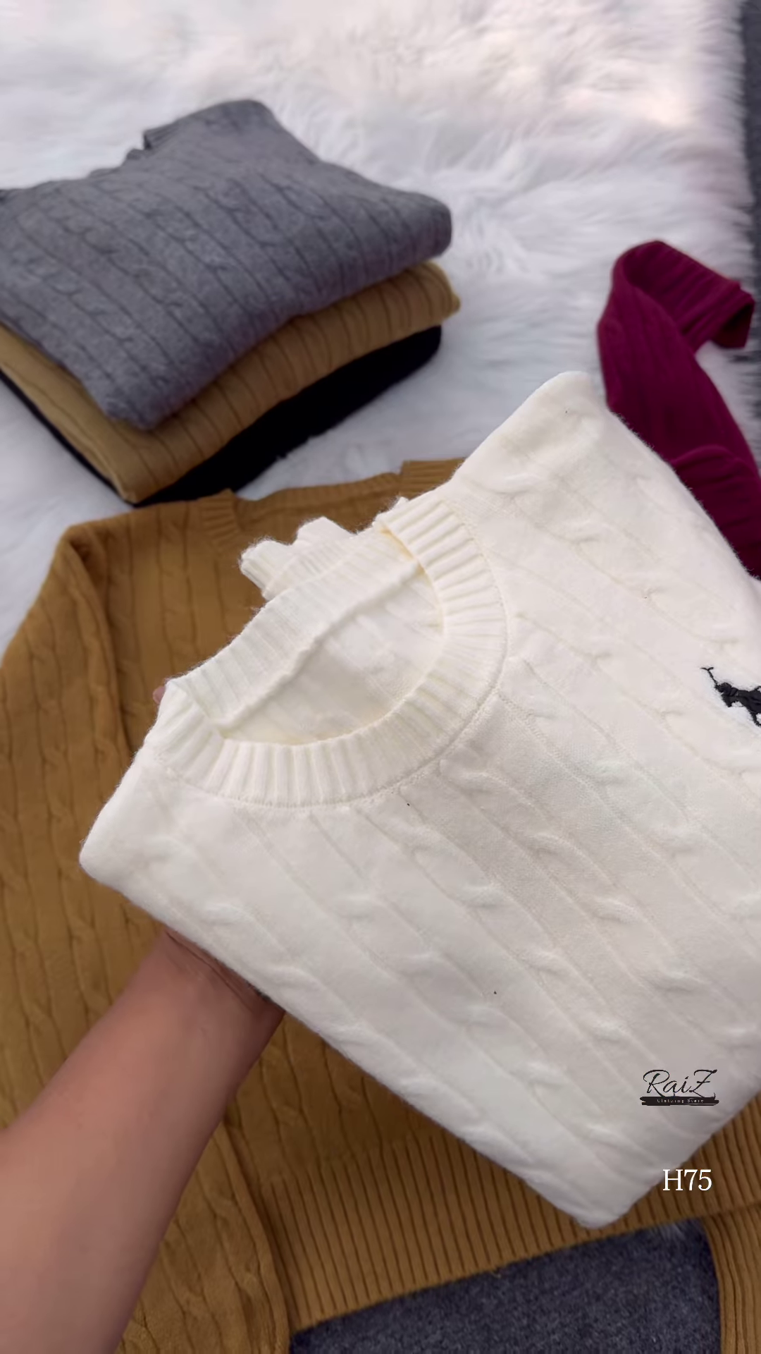 Cable-Knit Embroidered Sweaters 🧥 Available in Black, Beige, White, Gray, Mustard & Burgundy - Image 4