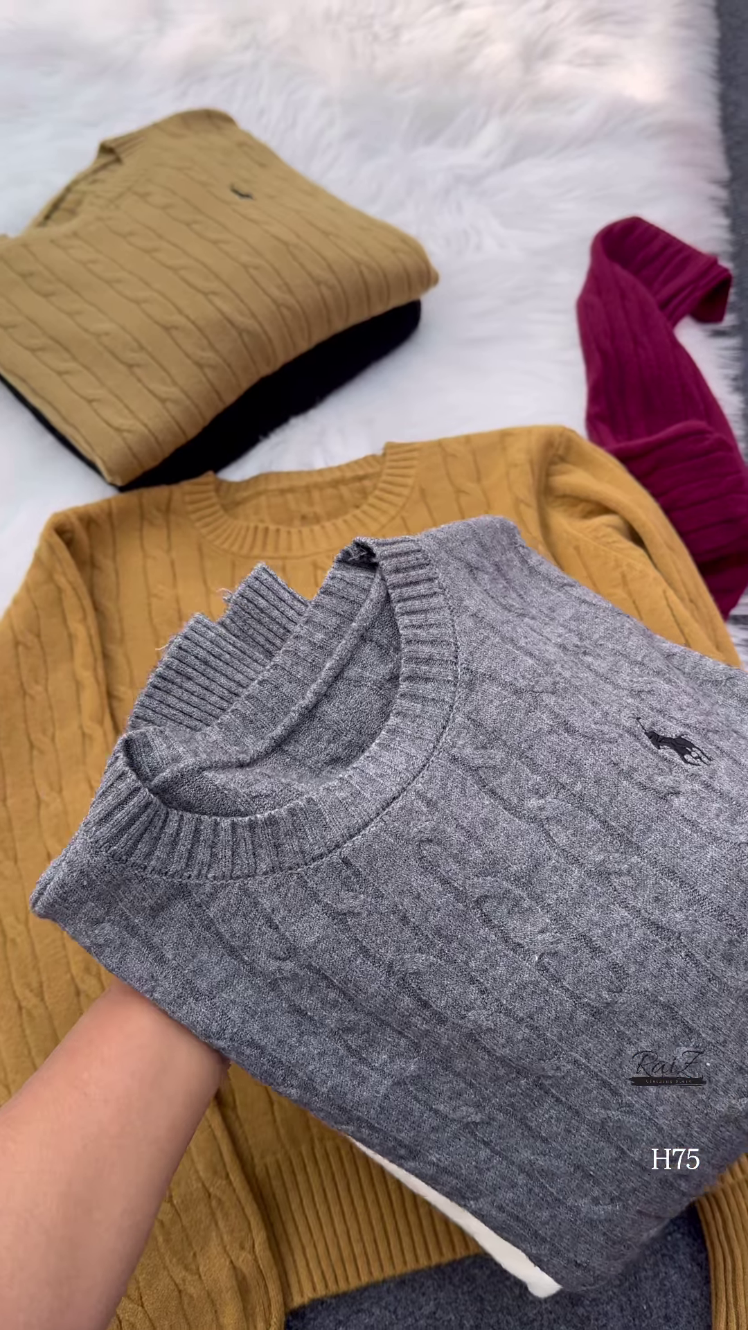 Cable-Knit Embroidered Sweaters 🧥 Available in Black, Beige, White, Gray, Mustard & Burgundy - Image 5