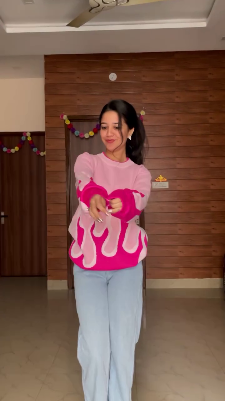 Graphic Knit Sweater Combos 🧶 Paired with Light Blue Jeans – Heart, Flame & Stripe Variants - Image 3