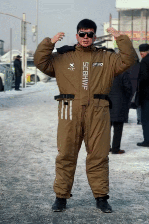 Insulated Space-Themed Jumpsuit ❄️🚀 With Belted Waist & Graphic Patches – Brown Variant