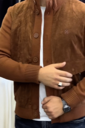 Textured Button-Up Knit Jacket 🧥🤎 With Ribbed Trim – Brown Variant