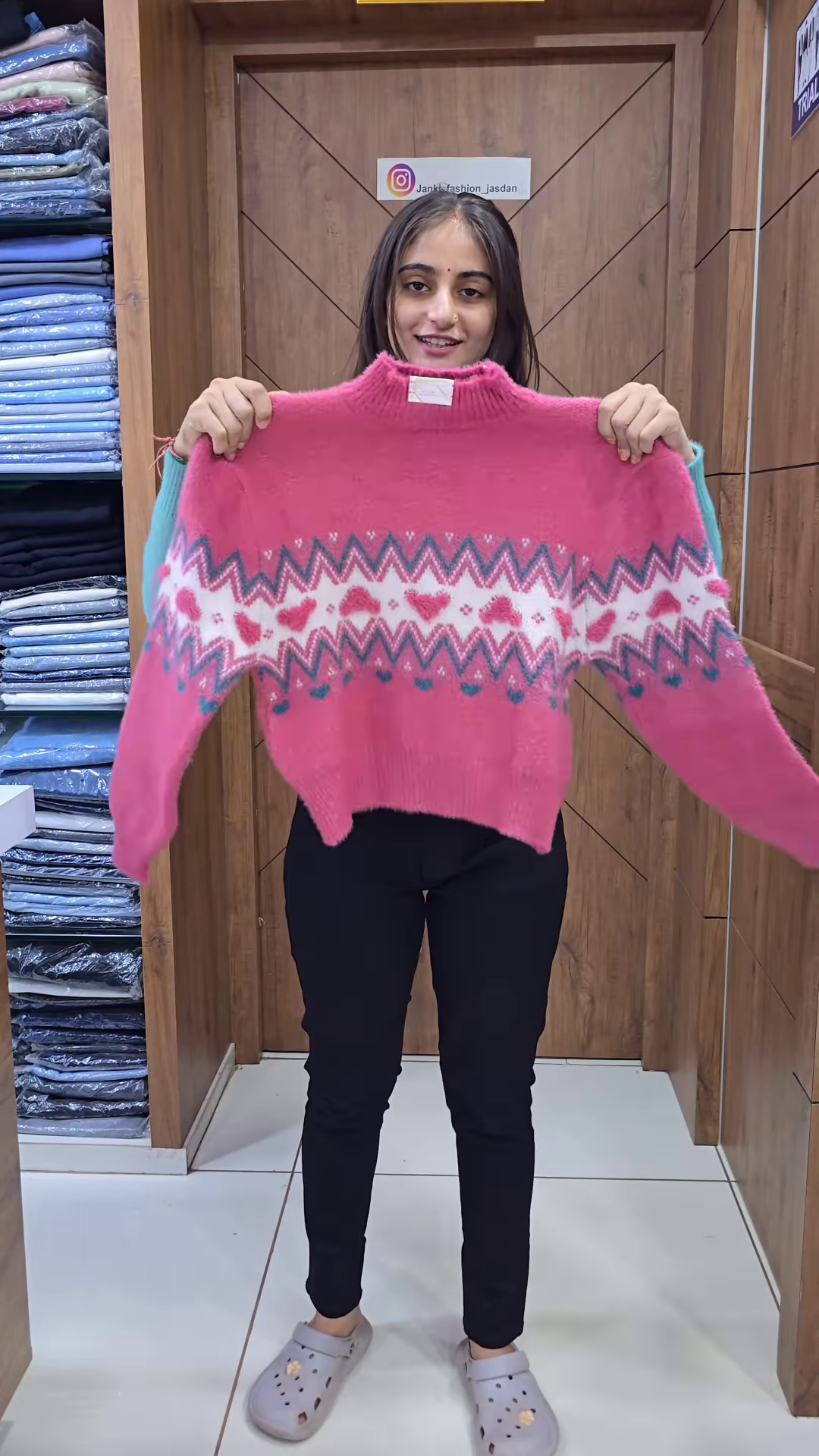 Graphic Pattern Knit Sweaters 🧶💖 With Heart & Geometric Motifs – Pink & Blue Variants - Image 2