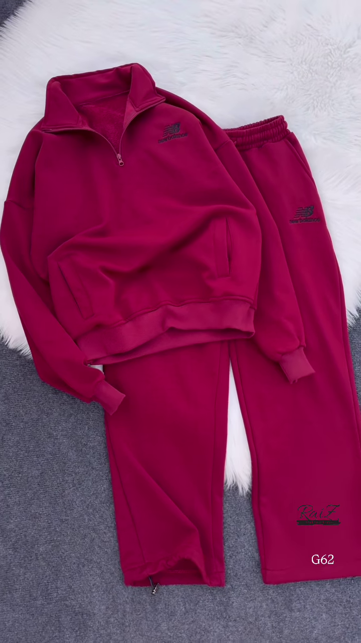 Zip-Up Tracksuit Sets π§₯π β Coordinated Sweatshirt & Jogger Combos in Grey, Red & Beige Variants - Image 3