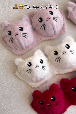 Furry Cat-Face Bras 🐱💗 – Plush Lingerie Tops in Pink, White & Red Variants with Embroidered Details