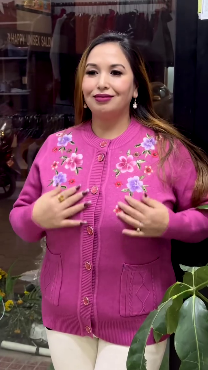 Floral Embroidered Button-Up Cardigans 🌸🧥 – Available in 10 Vibrant Colors with Pocket & Textured Detailing - Image 3